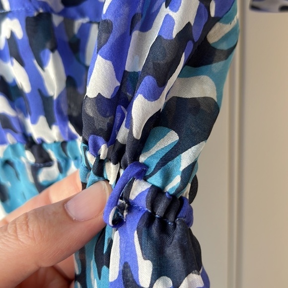 CHARLIE JADE Blue Silk Sheer Pop Over Swim Cover Up Size Small - Picture 9 of 11